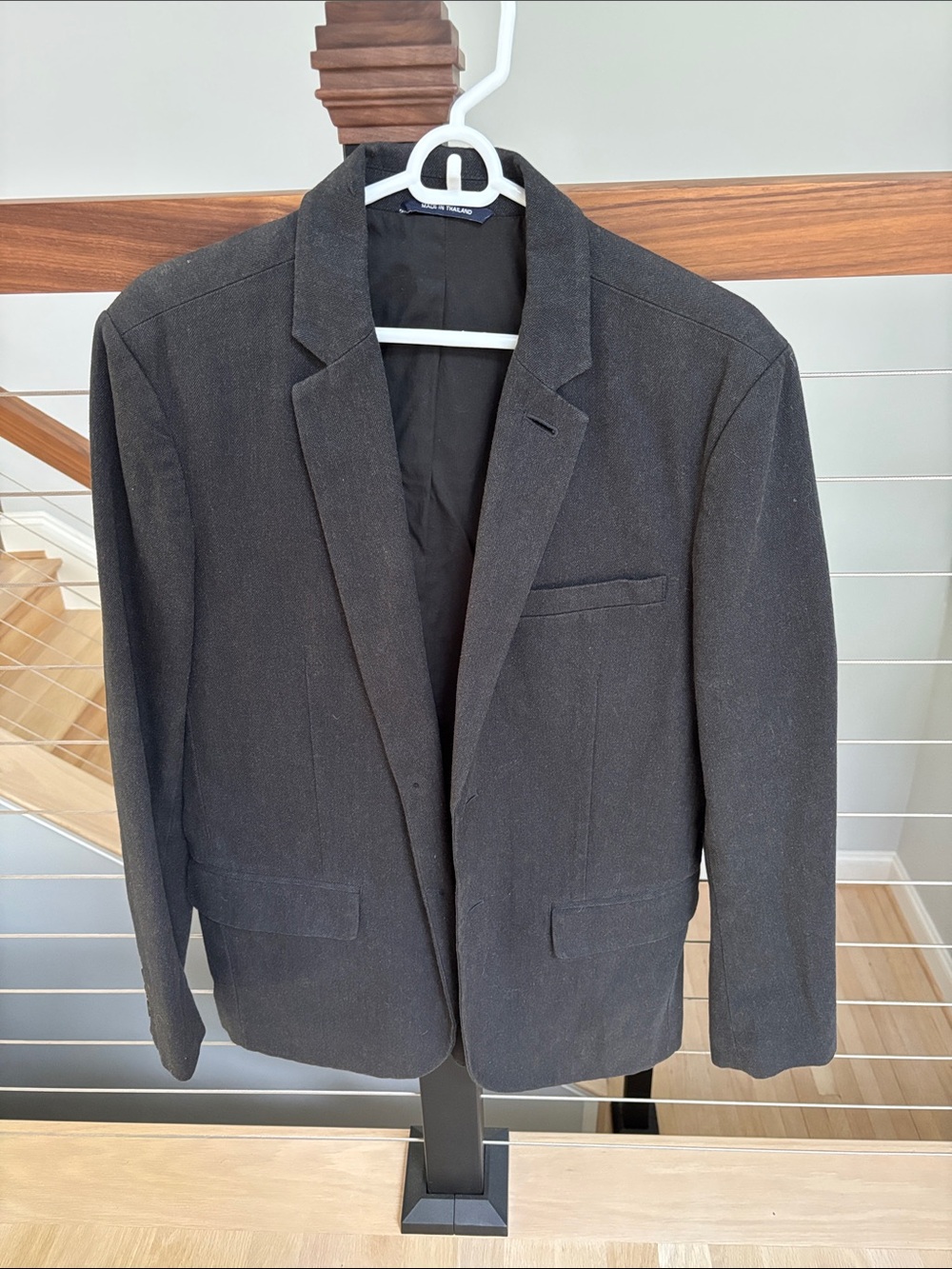 GAP Men's Dark Charcoal Blazer - Single-Breasted Notch Lapel